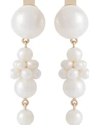 Sophie Bille Brahe Orecchini pendenti Petite Tulip in oro 14kt con perle Bianco