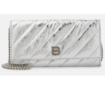 Balenciaga Clutch portafoglio in pelle metallizzata Argento