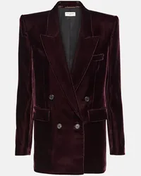 Saint Laurent Blazer doppiopetto in velluto Borgogna