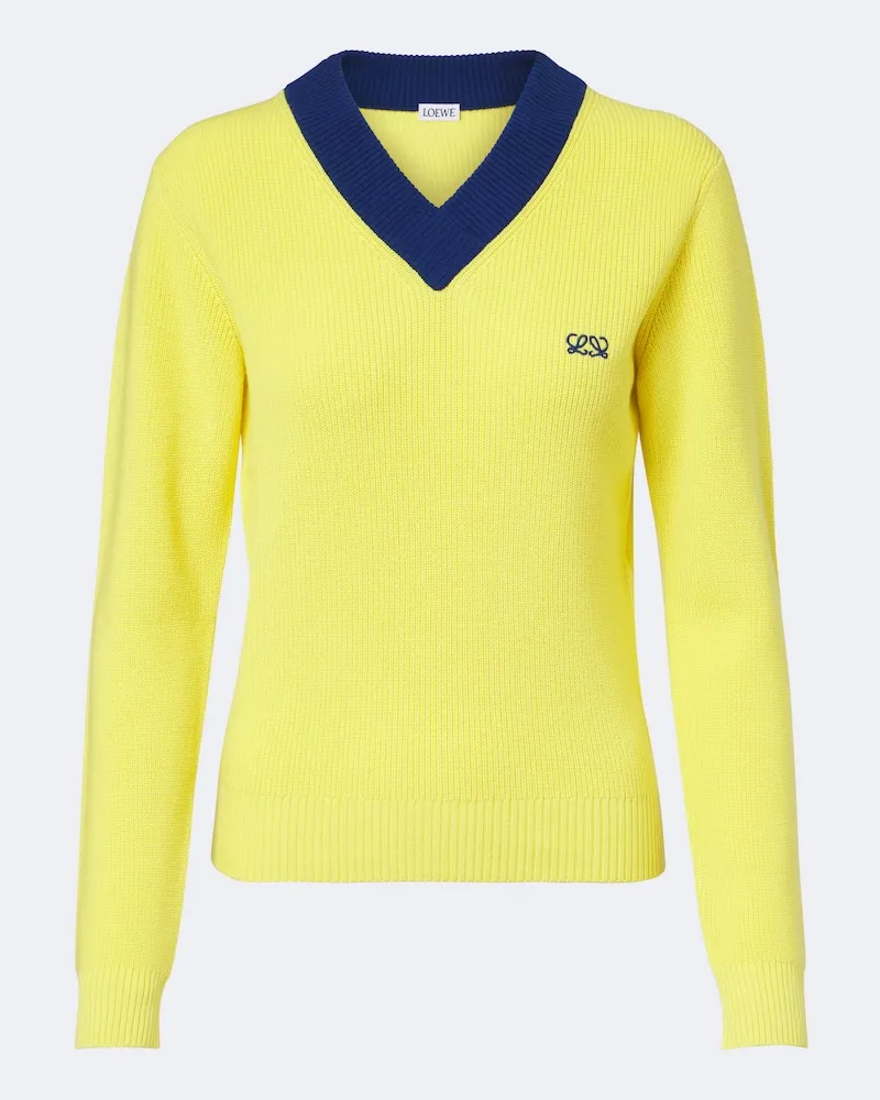 Loewe Pullover Double L in cotone e lana Giallo