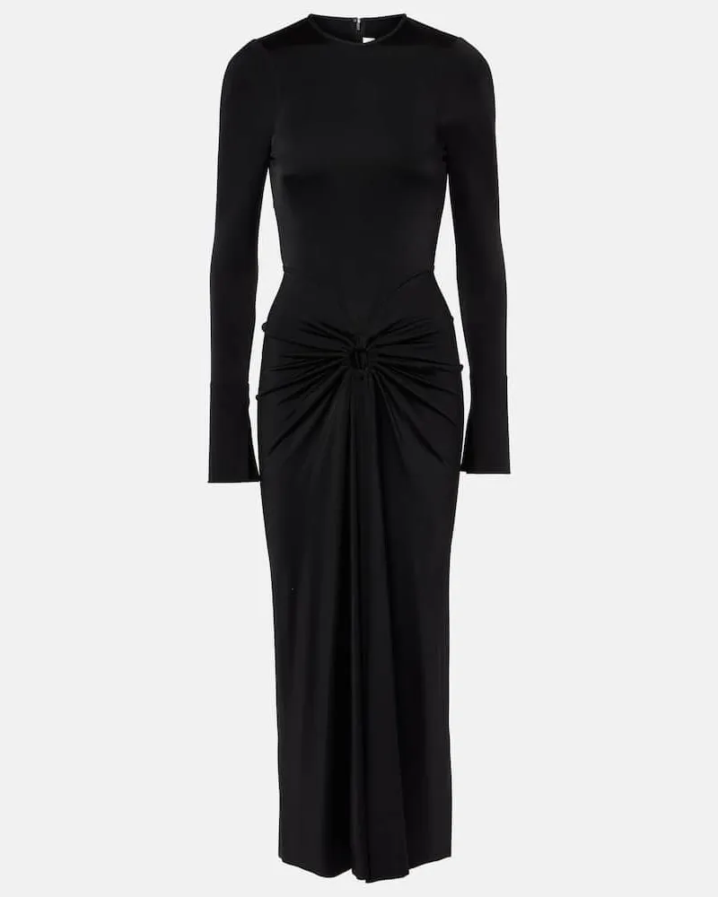 Victoria Beckham Abito midi con ruches Nero