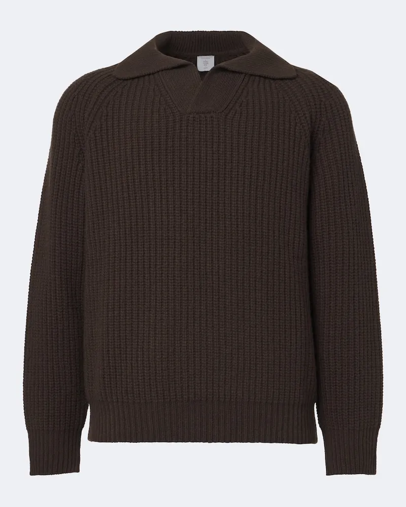 Eleventy Pullover polo in lana e cashmere Marrone