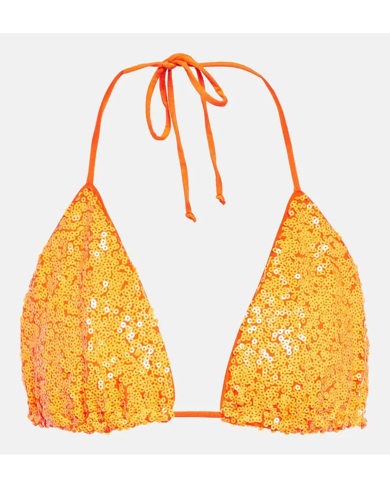 Norma Kamali Top Bikini con paillettes Arancione
