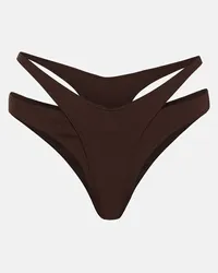 Thierry Mugler Slip bikini a strati con cut-out Marrone