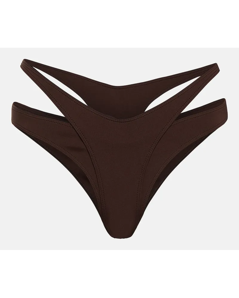 Thierry Mugler Slip bikini a strati con cut-out Marrone