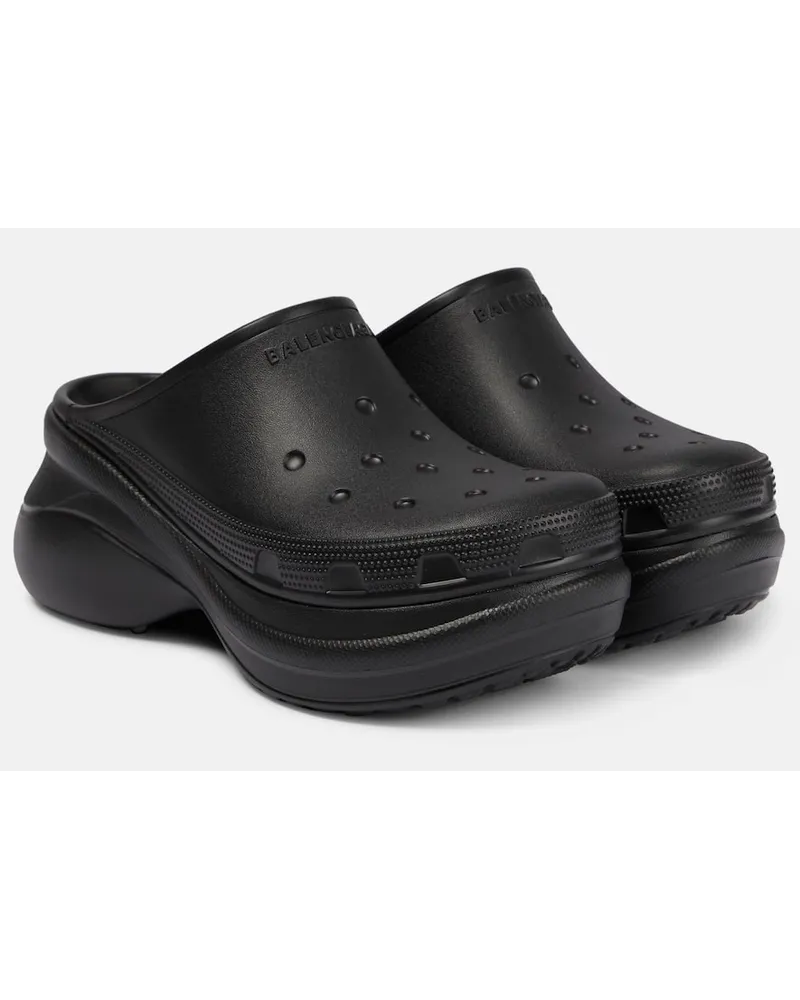 Balenciaga x Crocs - Mules con platform in gomma Nero