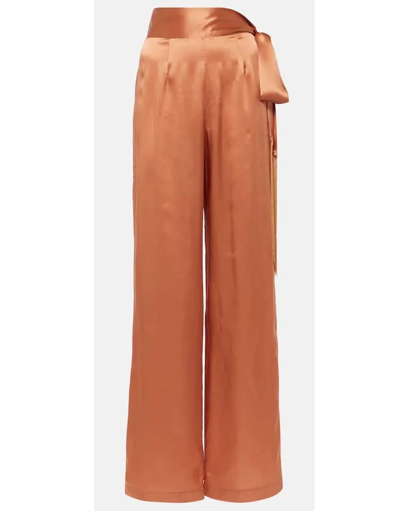 Taller Marmo Pantaloni Verdi in raso di seta Verde