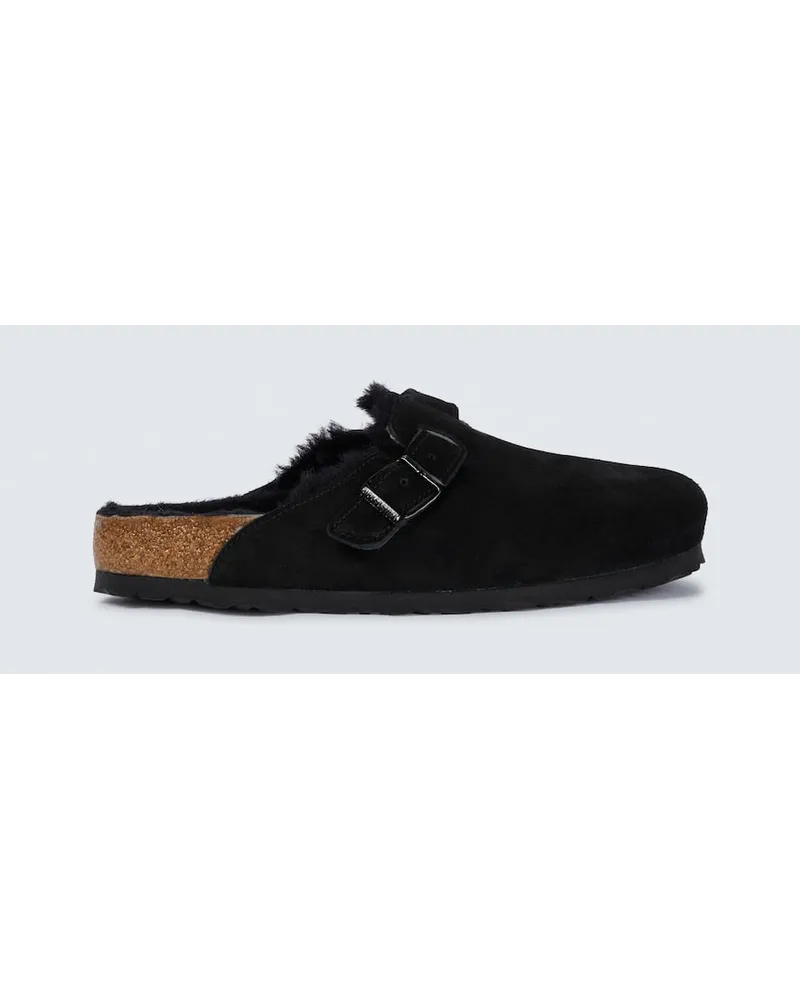 Birkenstock Slippers Boston in suede Nero