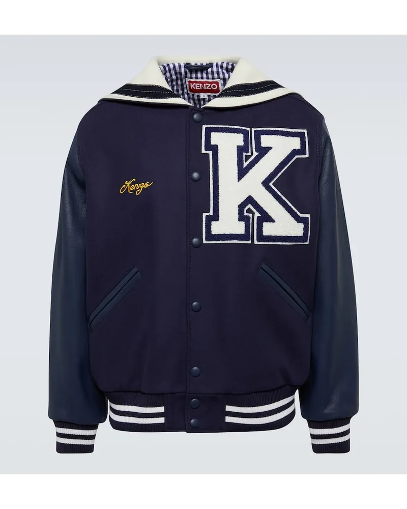 Kenzo Giacca varsity Sailor in pelle Blu