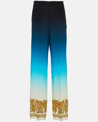 Etro Pantaloni in seta a gamba larga Blu