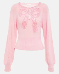 LoveShackFancy Pullover Doodle con cristalli e perle bijoux Rosa