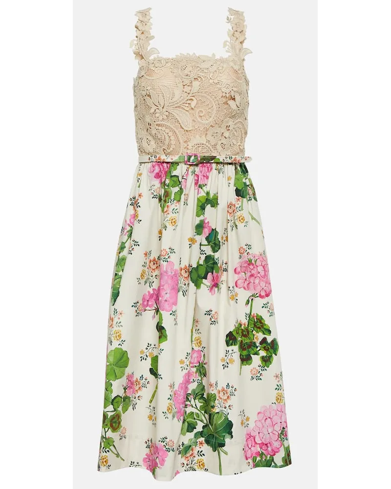 Oscar de la Renta Abito midi in pizzo guipure Multicolore