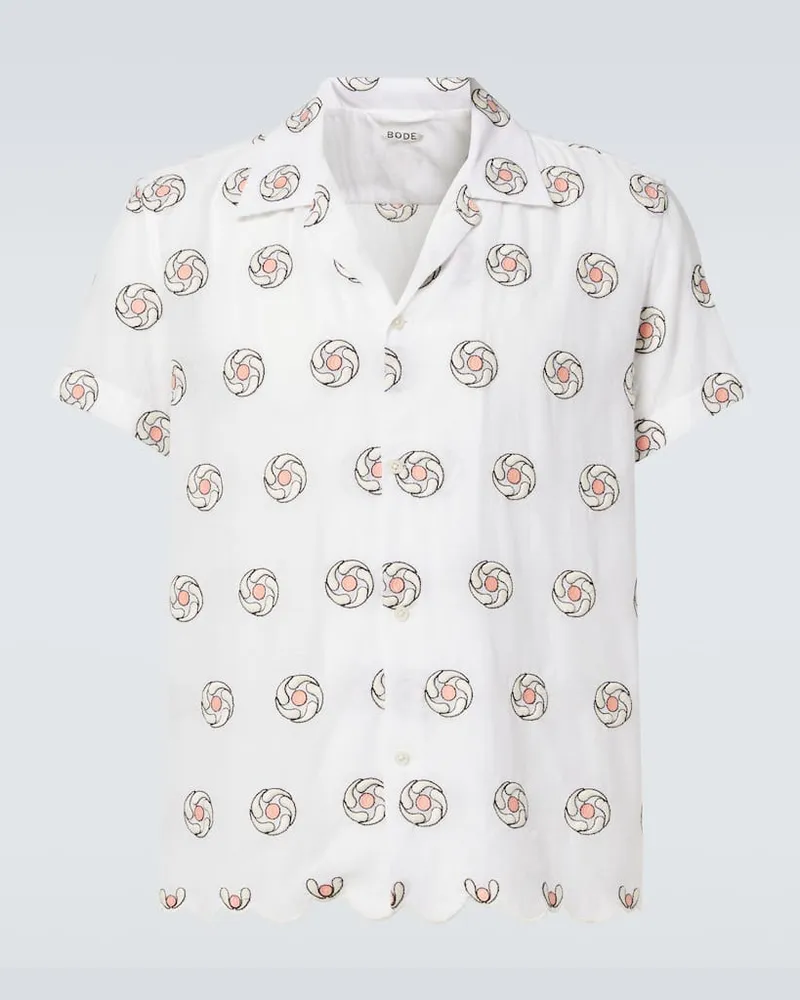 BODE Camicia Floral Aperture in cotone Bianco