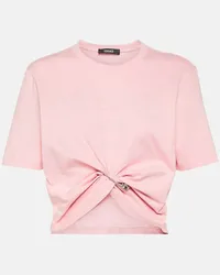 Versace T-shirt cropped in jersey di cotone Rosa