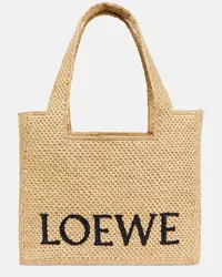 Loewe Paula's Ibiza - Borsa Font Tote Medium in rafia Beige