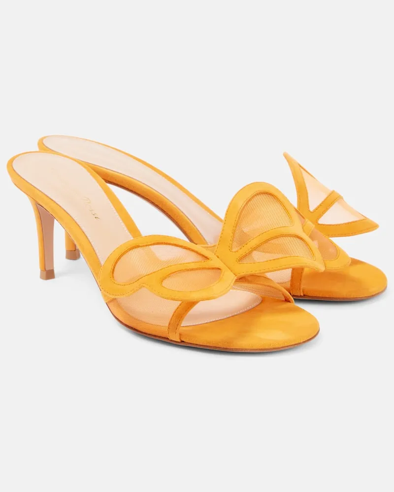 Gianvito Rossi Mules Ilia in mesh con suede Arancione