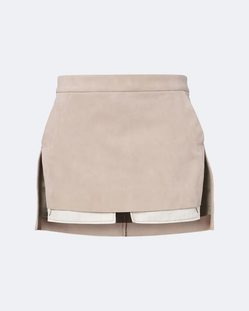 Rick Owens Minigonna Fog in suede Beige