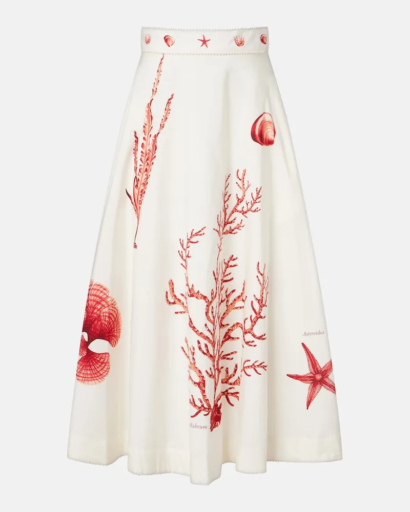 AGUA BENDITA Gonna lunga Tangelo in cotone con stampa Bianco