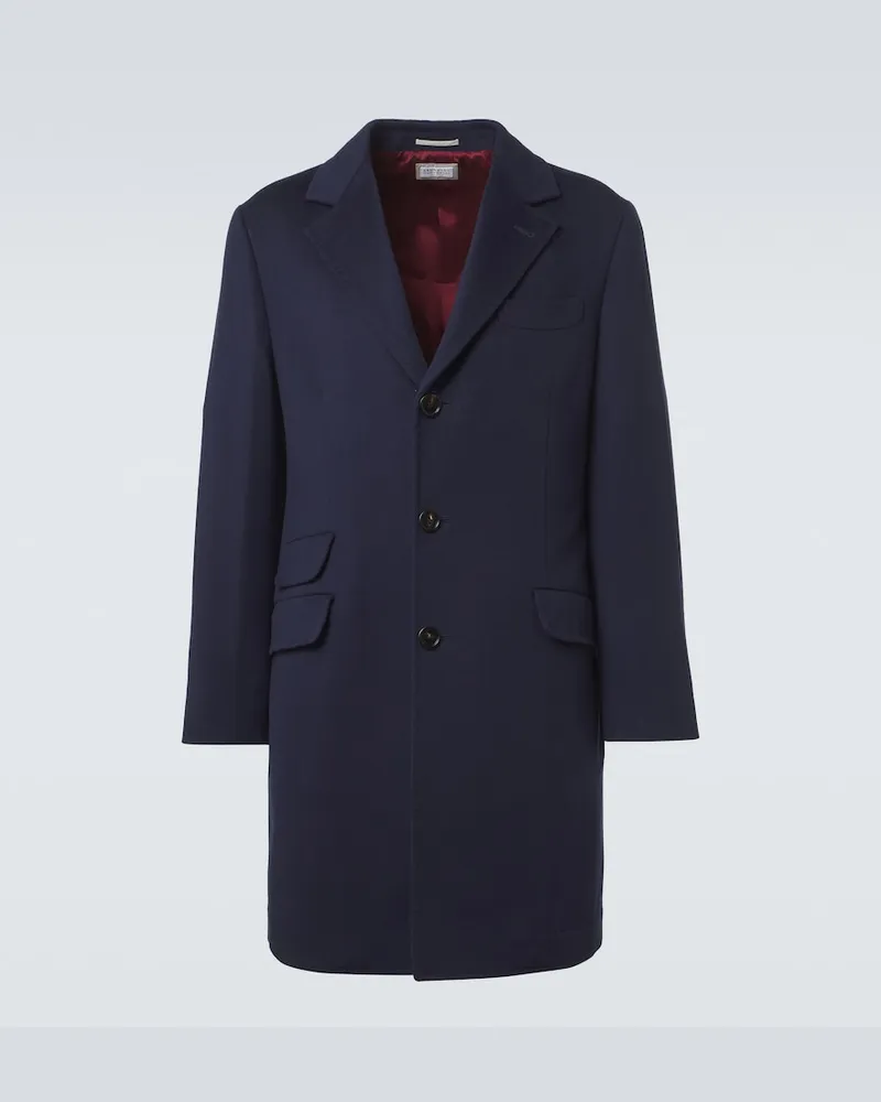 Brunello Cucinelli Cappotto in lana vergine Blu