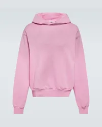 Acne Studios Felpa distressed in jersey con cappuccio Rosa