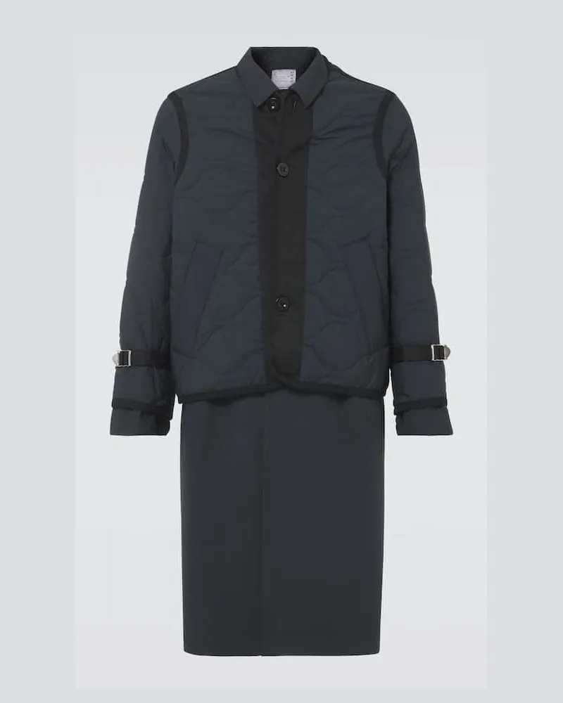 Sacai Cappotto trapuntato in tessuto tecnico Nero