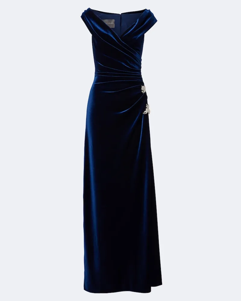 Monique Lhuillier Abito lungo in velluto Blu