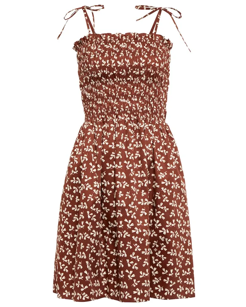 Tory Burch Miniabito in cotone con stampa Marrone