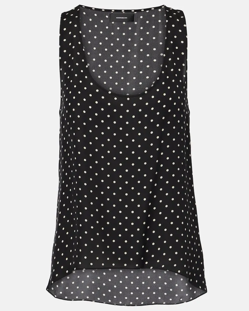 WARDROBE.NYC Tank top in seta a pois Nero