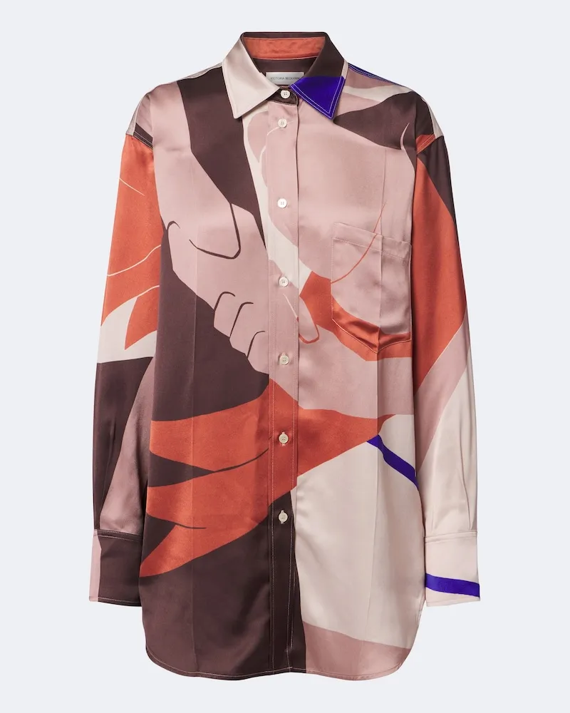 Victoria Beckham Camicia in crêpe satin con stampa Multicolore