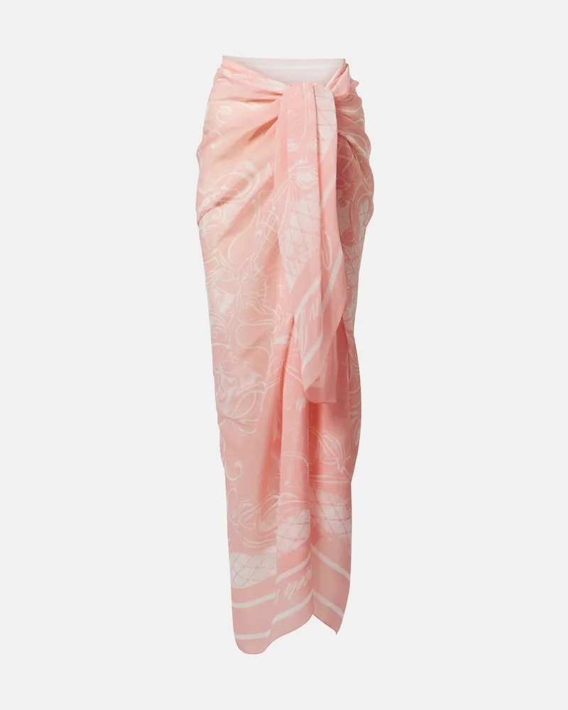 Balmain Copricostume in seta con stampa Rosa