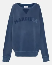 Maison Margiela Felpa in cotone con logo Blu