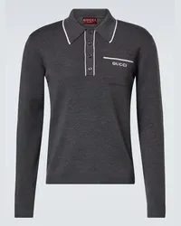 Gucci Polo in lana con logo Grigio