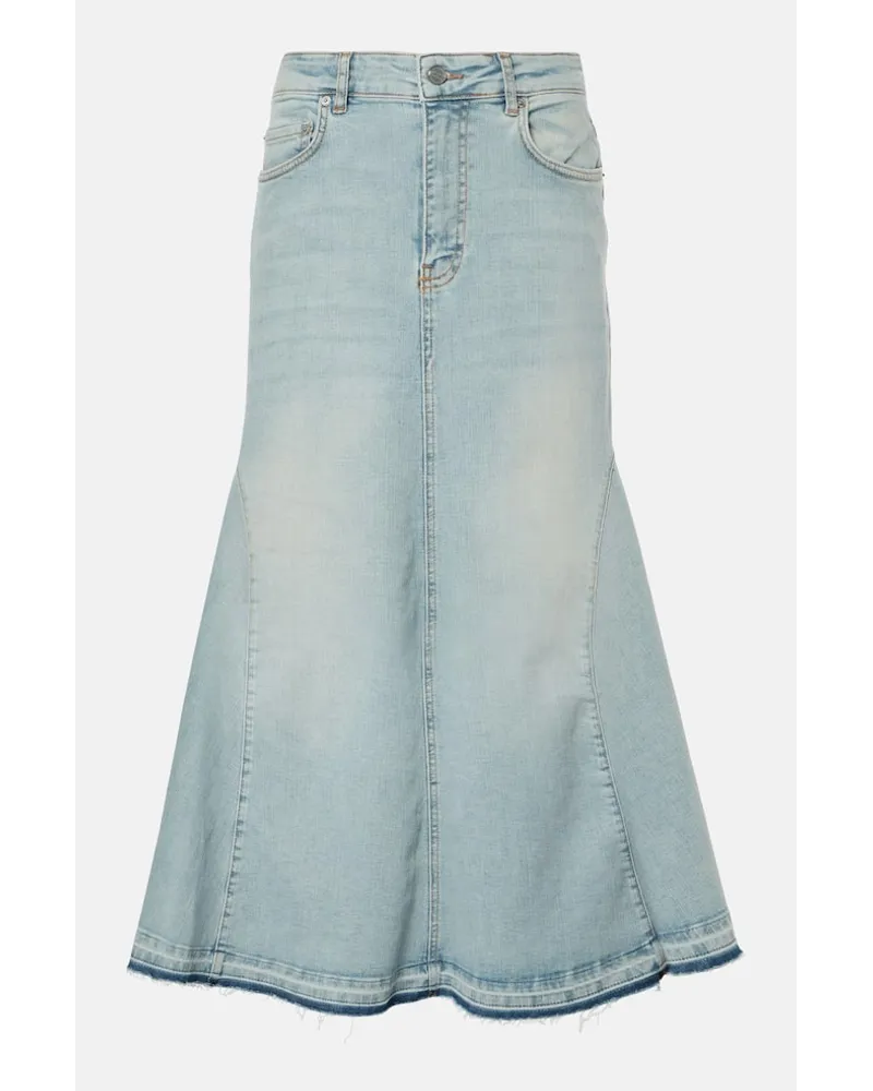 Ganni Gonna midi di jeans a vita alta Blu