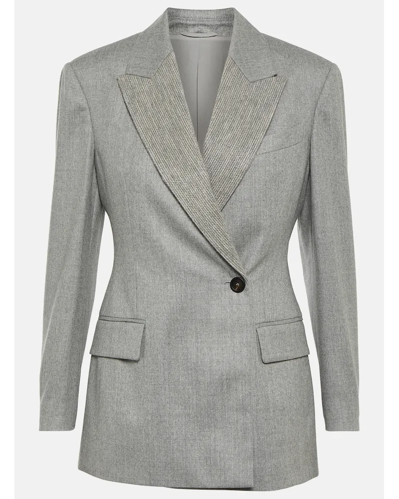 Brunello Cucinelli Blazer in lana con ricami Grigio