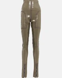 Rick Owens Leggings Dirt Waist con paillettes Beige