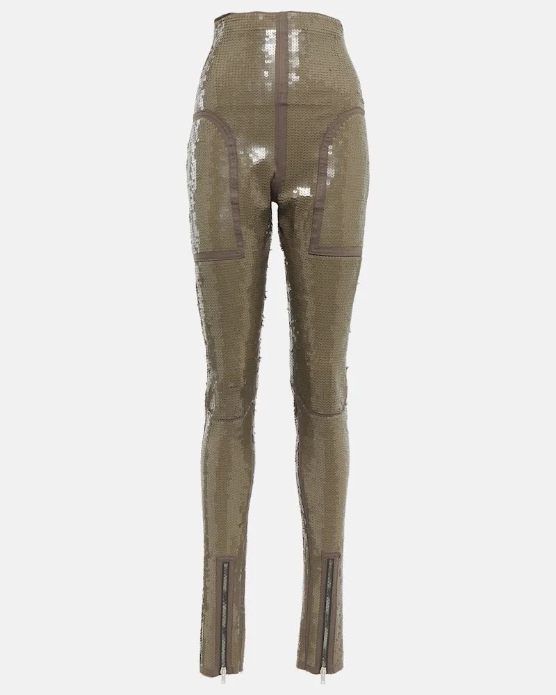 Rick Owens Leggings Dirt Waist con paillettes Beige