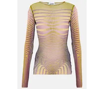 Top in mesh a righe