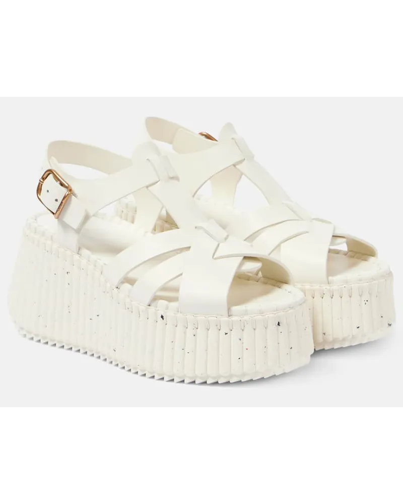 Chloé ChloÃ© Sandali Nama 80 in pelle con zeppa Bianco