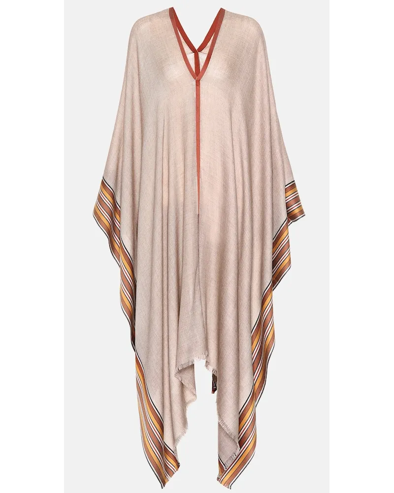 Loro Piana Poncho in seta e cashmere Beige