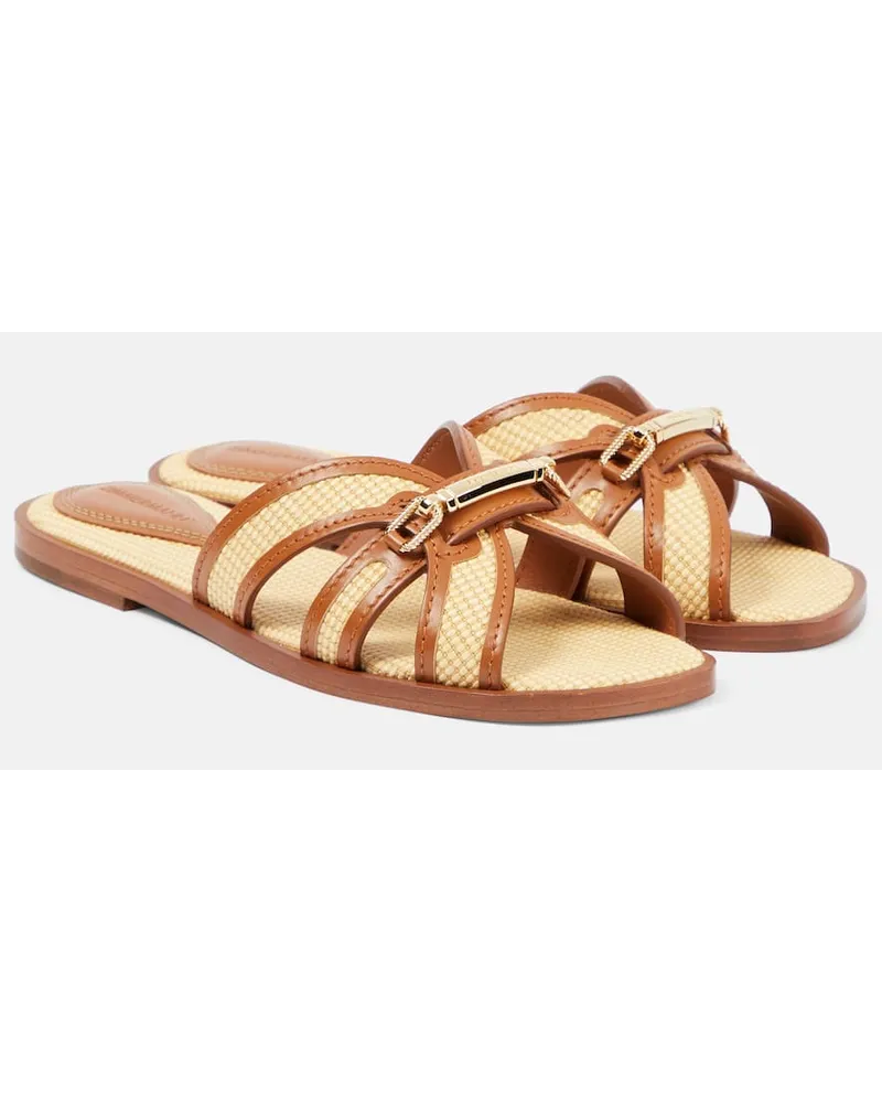 Zimmermann Sandali Prisma in rafia con pelle Marrone