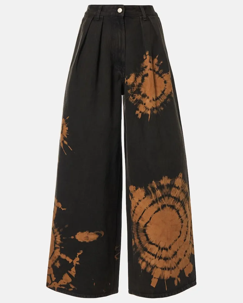 Alanui Pantaloni a gamba larga in cotone Nero