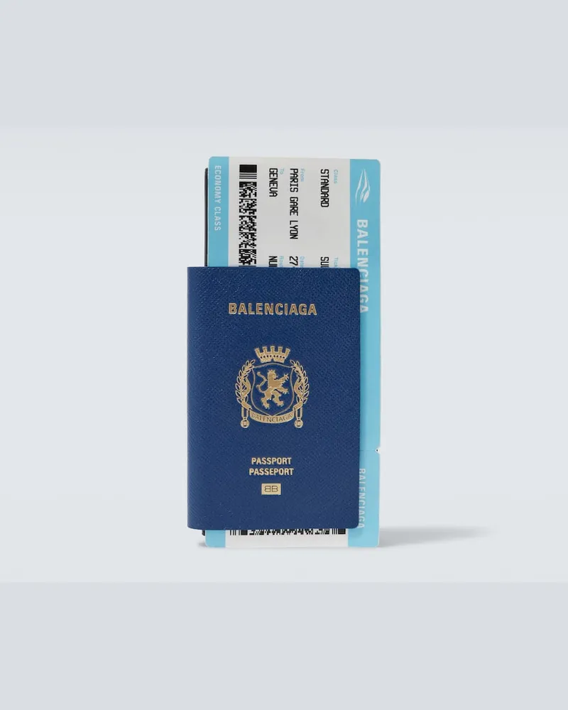 Balenciaga Portafoglio Passport in pelle Blu
