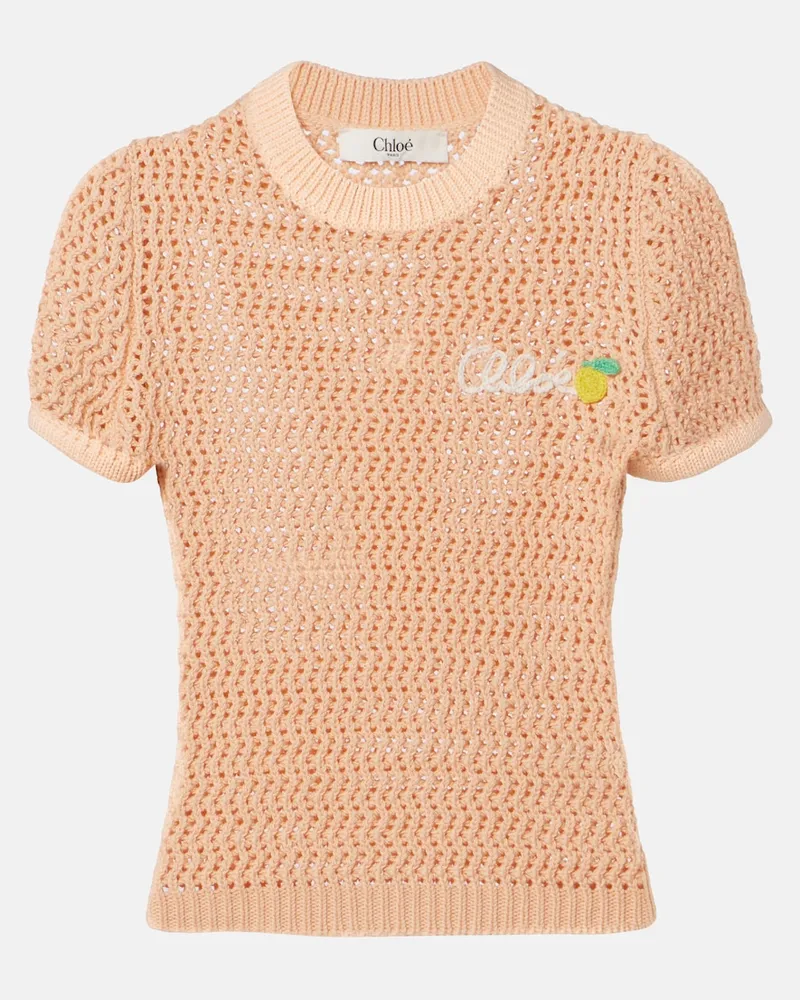 Chloé Chloé Top in cotone crochet Arancione