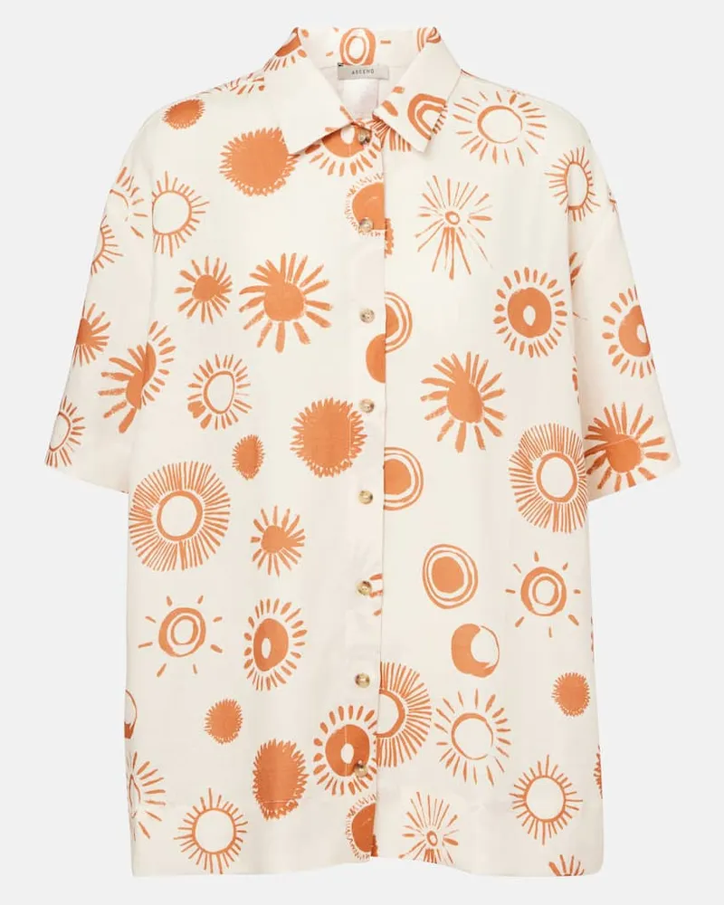 ASCENO Camicia bowling Montauk in lino e cotone Bianco