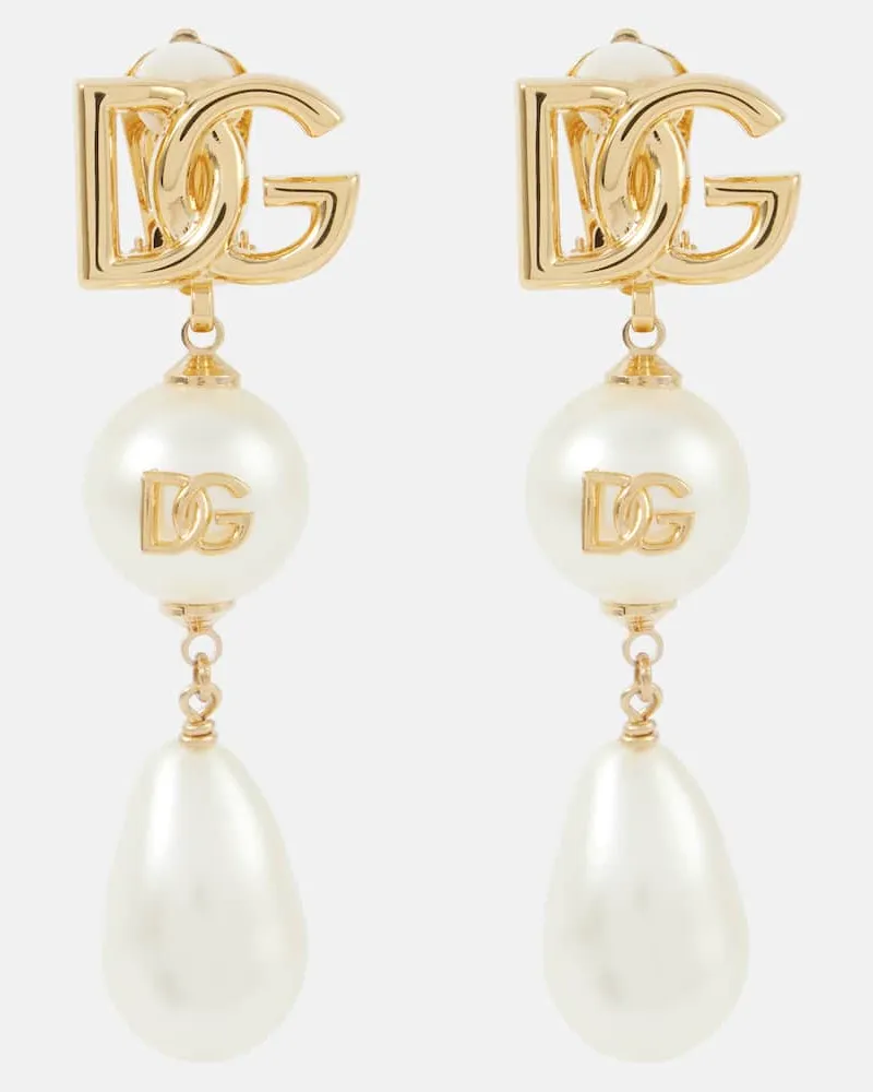 Dolce & Gabbana Orecchini DG con perle bijoux Bianco