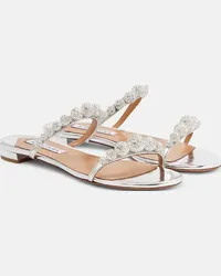 Aquazzura Disco Dancer - Sandali in pelle con cristalli Argento