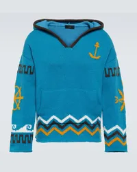 Alanui Pullover Nautical in lana vergine con cappuccio Blu