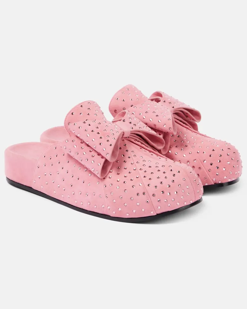 Mach & Mach Mules Le Cadeau in suede con cristalli Rosa