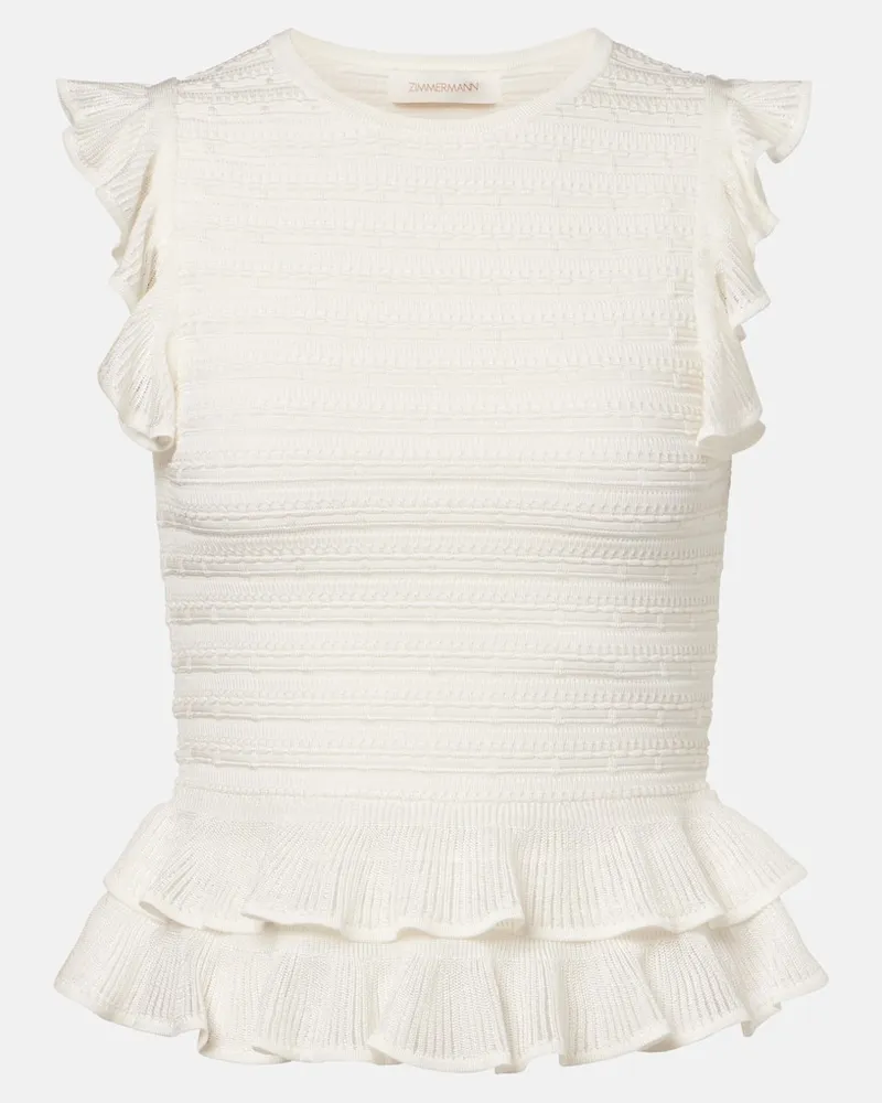 Zimmermann Top Luna in pizzo con ricamo Bianco