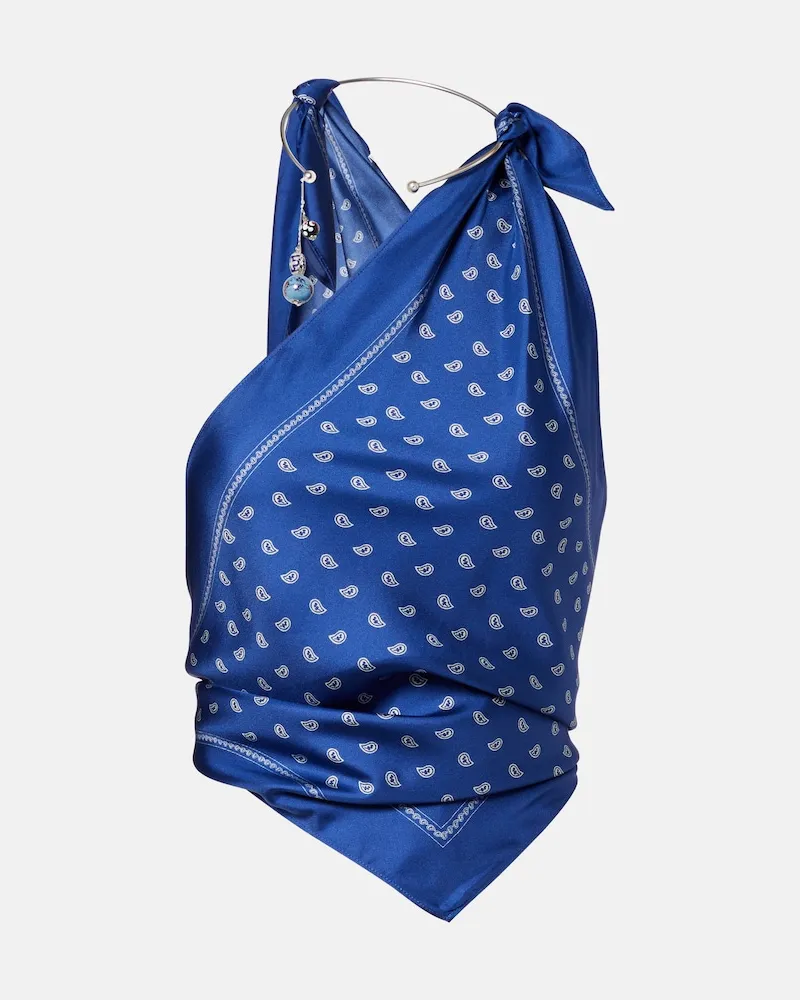 Christopher Esber Top Bandana in seta Blu